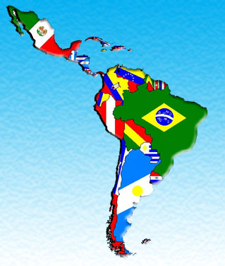 Mapa de América Latina. Este mapa contiene errores en su señalización