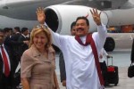 Mahinda Rajapaksa fue recibido por la vicecanciller Ana Teresita González.