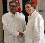 Bruno Rodríguez, canciller de Cuba recibió a su homólogo de la India S. M. Krishna.