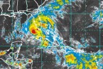 Imagen del satélite de la tormenta Isaac a las seis de la tarde de este domingo.