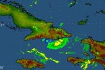 Imagen de la tormenta Isaac tomada por el radar de la Gran Piedra este sábado a las 7 y 15 am.