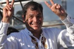 El actual presidente ecuatoriano Rafael Correa Delgado aparece como el virtual ganador en la primera vuelta de las elecciones.