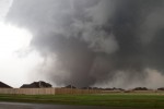 Vista del tornado en Oklahoma.