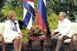 Raúl y la excelentísima señora Valentina Matvienko, Presidenta del Consejo de la Federación de la Asamblea Federal de Rusia.