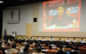 El líder bolivariano Hugo Chávez fue recordado en la apertura del Congreso de la UPEC. 