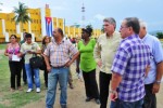 Miguel Díaz Canel junto a autoridades de Santiago de Cuba.