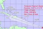 Posible trayectoria de la Tormenta Tropical Chantal. 