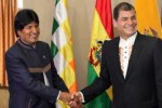 "Juntos somos más fuertes que cualquier potencia", sostuvo Correa en conferencia de prensa conjunta con Evo Morales.