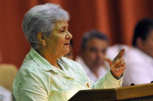 Gladys Bejerano, Contralora General de la República, en la sesión plenaria de la Asamblea Nacional del Poder Popular.  Foto AIN 