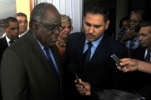 Hifikepunye Pohamba  ofrece declaraciones a la prensa antes de concluir su visita a Cuba. FOTO/Oriol de la CRUZ