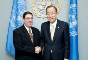 Bruno Rodríguez junto a Ban Ki-Moon.