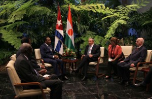 El presidente cubano Raúl Castro a su homólogo de Niger, Mahamadou Issoufou. Foto: Ismael Francisco