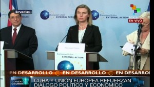 El canciller de Cuba y la representante de Política Exterior de la UE se reunieron este miércoles. | Foto: teleSUR