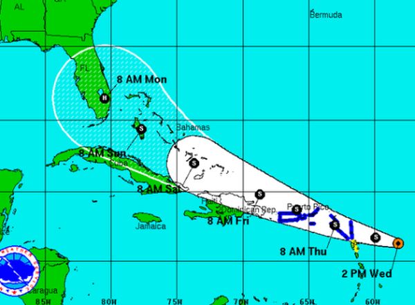 tormenta tropical erika, pronostico del tiempo