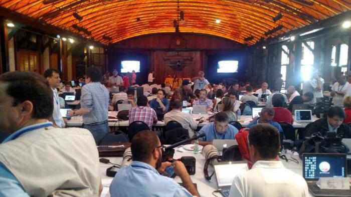 Sala de prensa habilitada en el Hotel Nacional de Cuba. (Foto: @aciprensa)