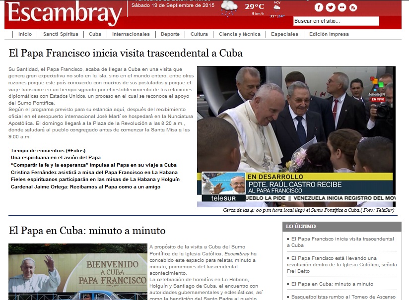 Escambray sigue minuto a minuto la visita del Papa Francisco a Cuba.