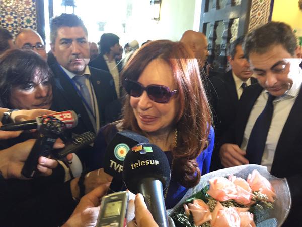 Cristina Fernández, presidenta de Argentina, a su llegada al Hotel Nacional de Cuba.