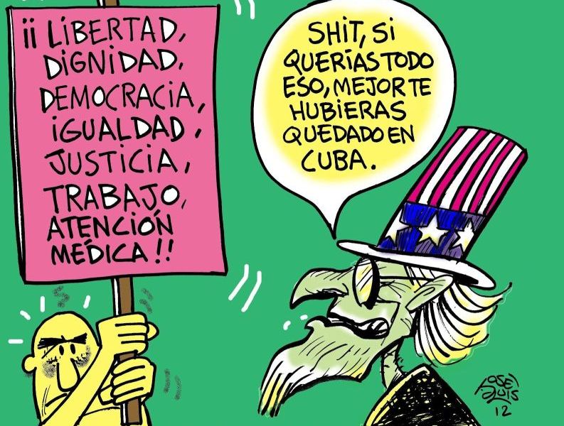Resultado de imagen para LOS CUBANOS SALEN HUYENDO DE TRUMP CARICATURA