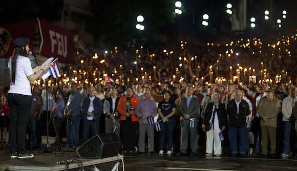 cuba, marcha de las antorchas, la habana, jose marti, raul castro, jose mujica