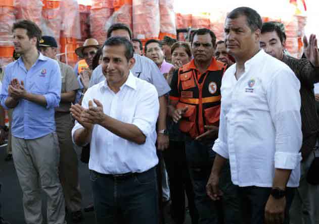 Humala elogió el ánimo de la población del área de la llamada zona cero del terremoto en Ecuador.