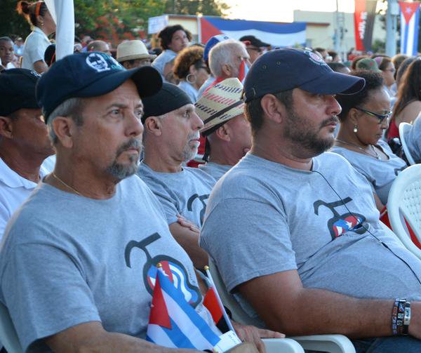 La Brigada de Solidaridad con Cuba Juan Rius Rivera, de Puerto Rico, partició en el acto nacional por el 26 de Julio en Sancti Spíitus (Foto: ACN)