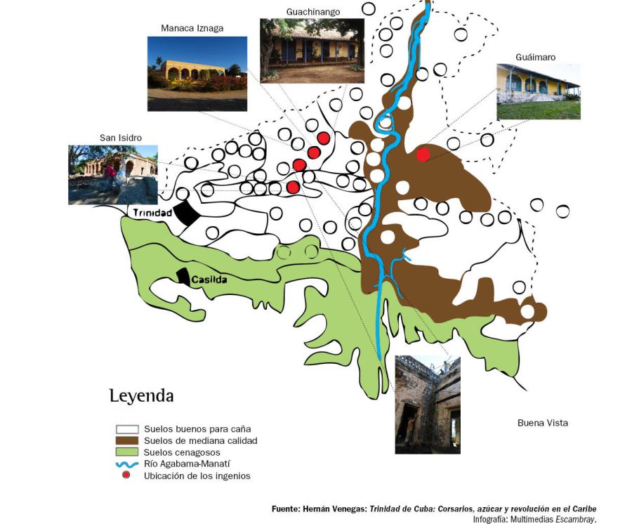 El antiguo emporio azucarero ve resurgir gradualmente las mansiones levantadas a látigo de mayoral. (Infografía: Escambray)