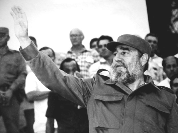 El Comandante en Jefe Fidel Castro durante su visita a Sancti Spíritus en 1986.