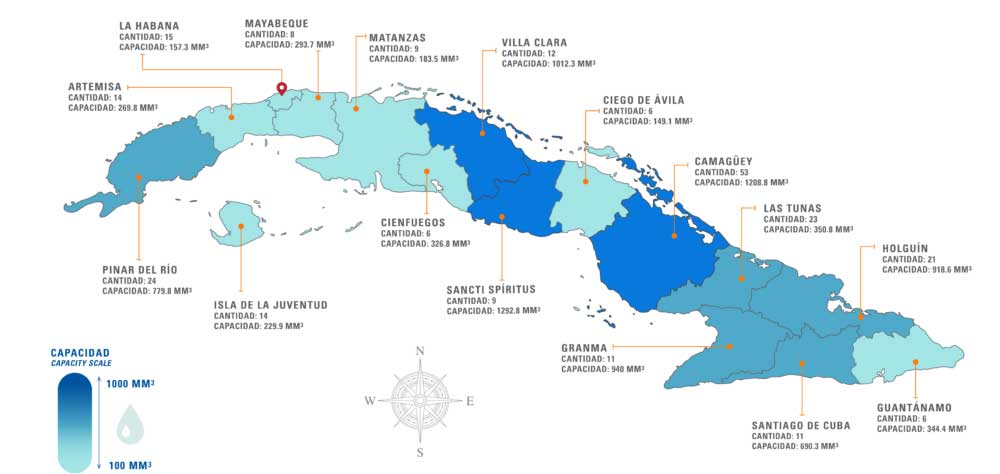 Cantidad de presas y su capacidad por provincias.