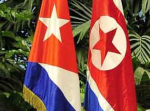 Cuban and North Korean flags.