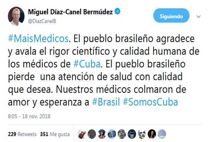 Díaz-Canel, Brasil, Cuba, Más Médicos