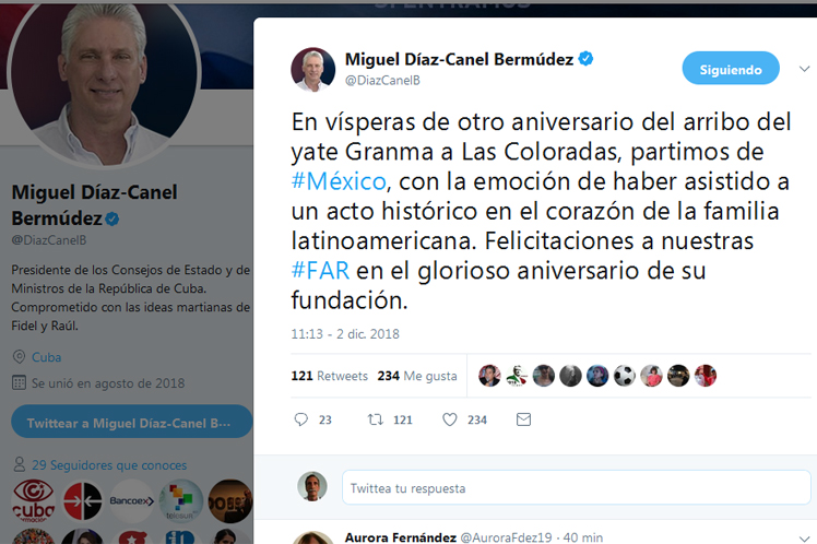 Díaz-Canel, FAR, Granma, México