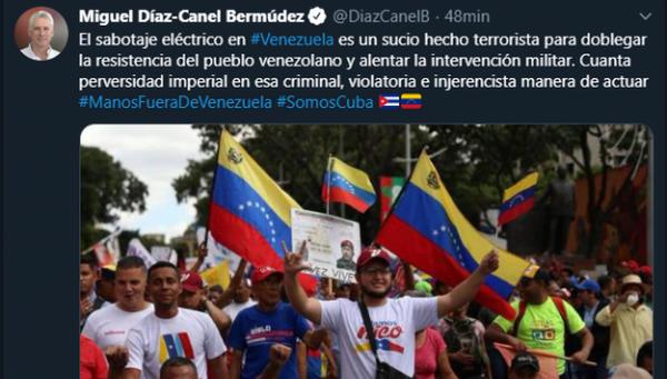 cuba, venezuela, sabotaje, electricidad, miguel diaz-canel, presidente de cuba