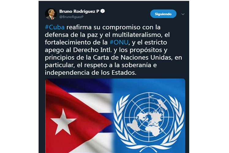 El canciller cubano señaló que Cuba reafirma su irrestricto apego a los propósitos y principios de la Carta de la ONU. (Foto: PL)