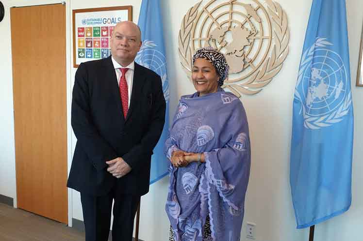 Rodrigo Malmierca se reunió con la secretaria general adjunta de la ONU, Amina Mohammed. (Foto: PL)