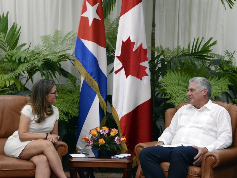 Díaz-Canel agradeció el tradicional apoyo de Canadá a la resolución  de la ONU contra el bloqueo a Cuba. (Foto: Estudios Revolución)