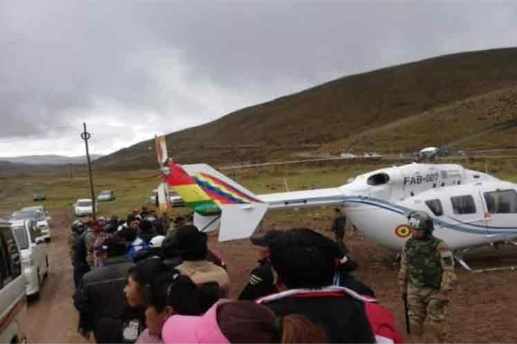 La Fuerza Aérea Boliviana certificó que el helicóptero presidencial se vio obligado a aterrizar  de emergencia. (Foto: PL)