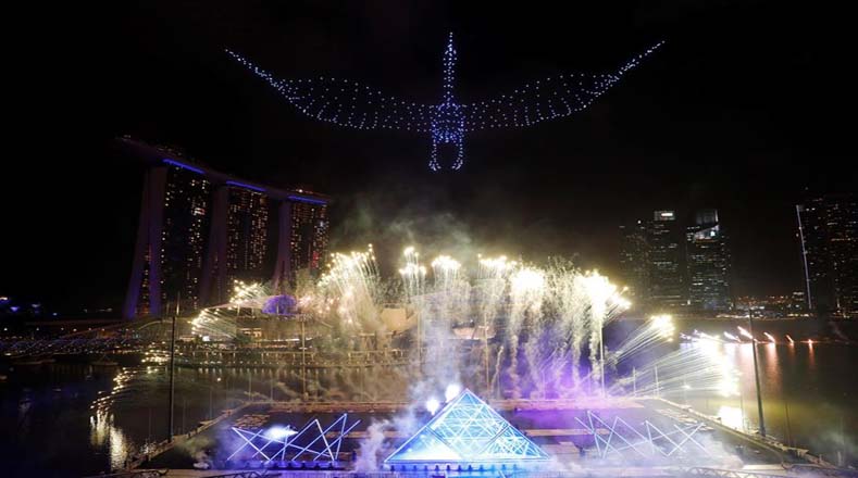 Celebración de Año Nuevo en Marina Bay, Singapur Foto: EFE