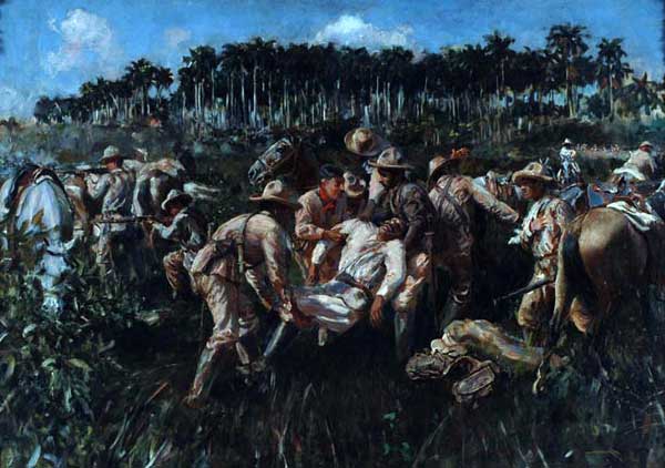 La caída de Maceo según la recreación del pintor cubano Armando García Menocal.