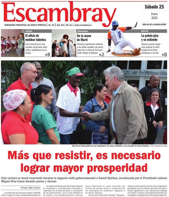 Escambray impreso 25 de enero, 2020