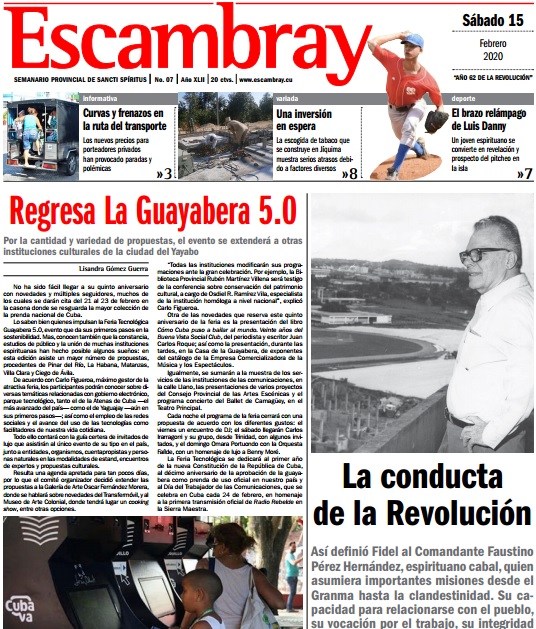 Escambray impreso 15 de febrero, 2020