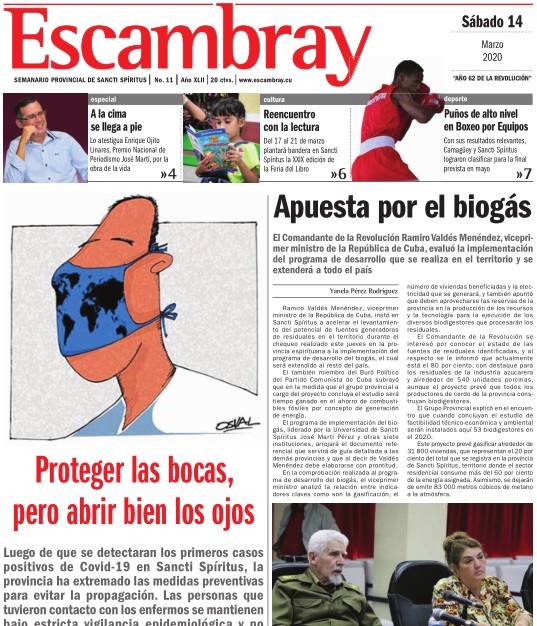 Escambray impreso 14 de marzo, 2020