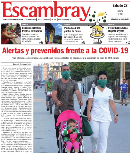 Escambray impreso 28 de marzo, 2020