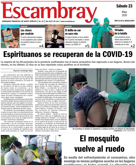 Escambray impreso 23 de mayo, 2020