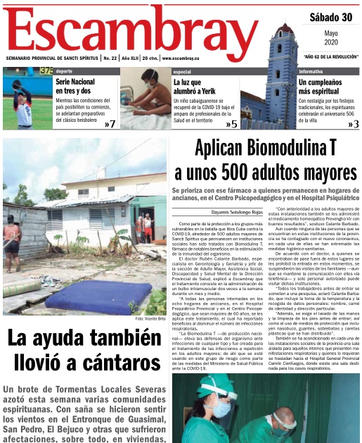 Escambray impreso 30 de mayo, 2020