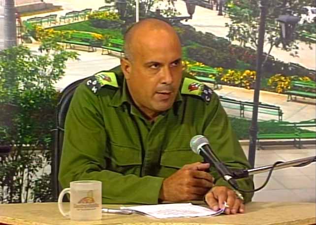 Julio Luis Jiménez López, presidente del Consejo de Defensa Municipal. (Foto: Tomada de Centrovisión)