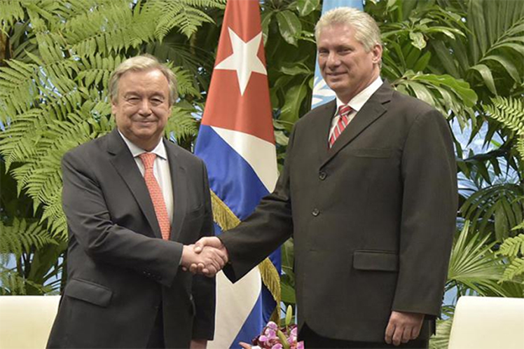 'Naciones Unidas podrá siempre contar con el apoyo decidido de Cuba y su pueblo', escribió el presidente de la isla en misiva a  Antonio Guterres. (Foto: PL)