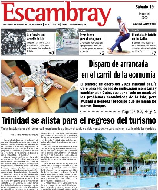 Escambray impreso 19 de diciembre, 2020