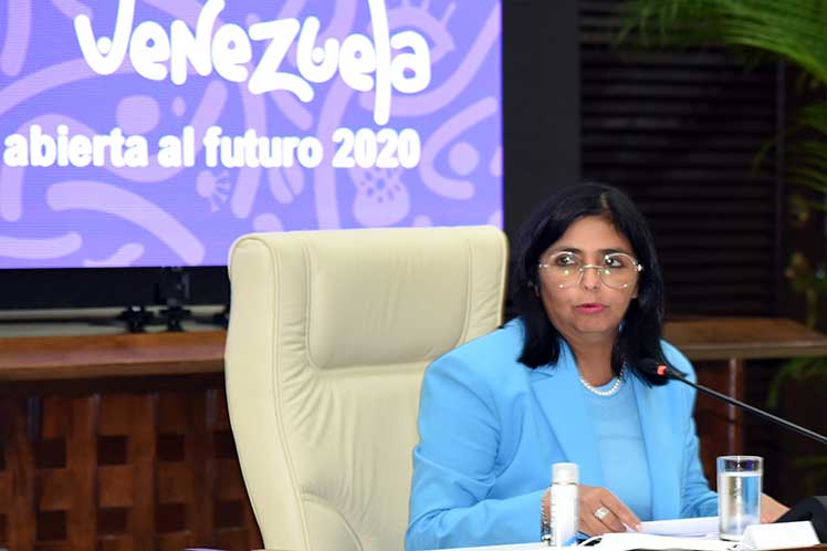 Delcy Rodríguez agradeció el apoyo de la mayor de las Antillas en el combate a la COVID-19 en Venezuela. (Foto: PL)