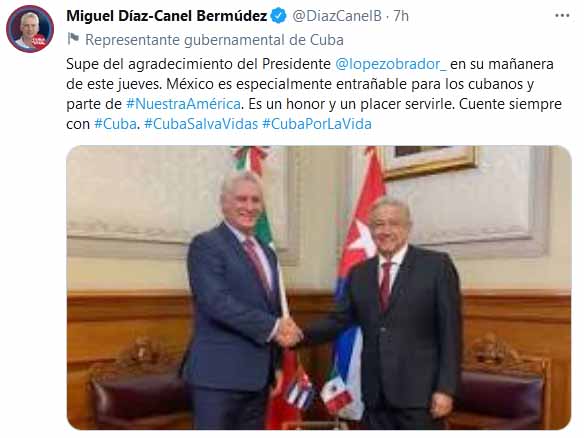 México es especialmente entrañable para los cubanos y parte de Nuestra América, aseguró el presidente antillano. 