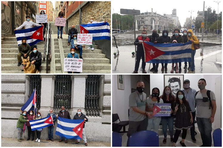 Desde España también se escuchó el reclamo contra el bloqueo. (Foto: PL)